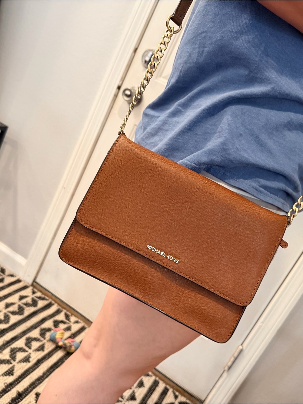 Michael Kors Brown/Tan Saffiano Leather Crossbody & Cardholder - Picture 3 of 8